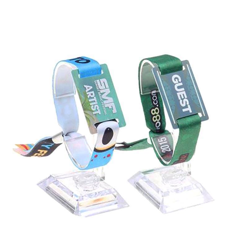 Event Ticket Adjustable 13.56Mhz NFC Fudan F08 Woven Fabric Wristband For POS Payment