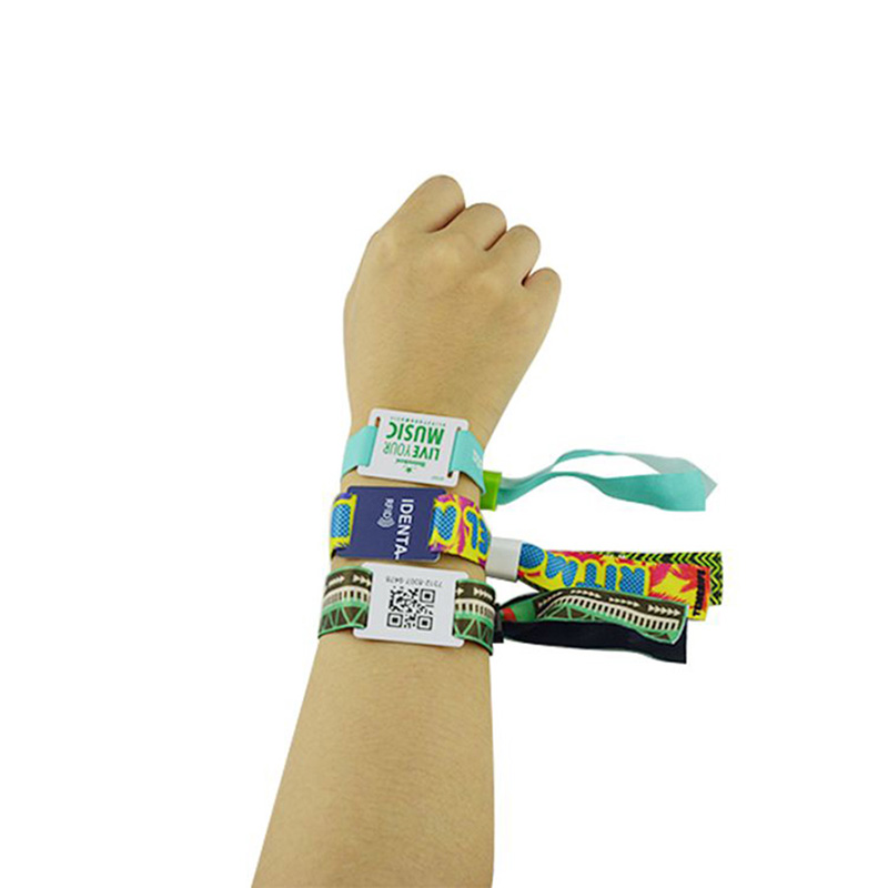 Festival Ticket 13.56Mhz Custom NFC Fabric NTAG216 Woven Wristband Manufacturer