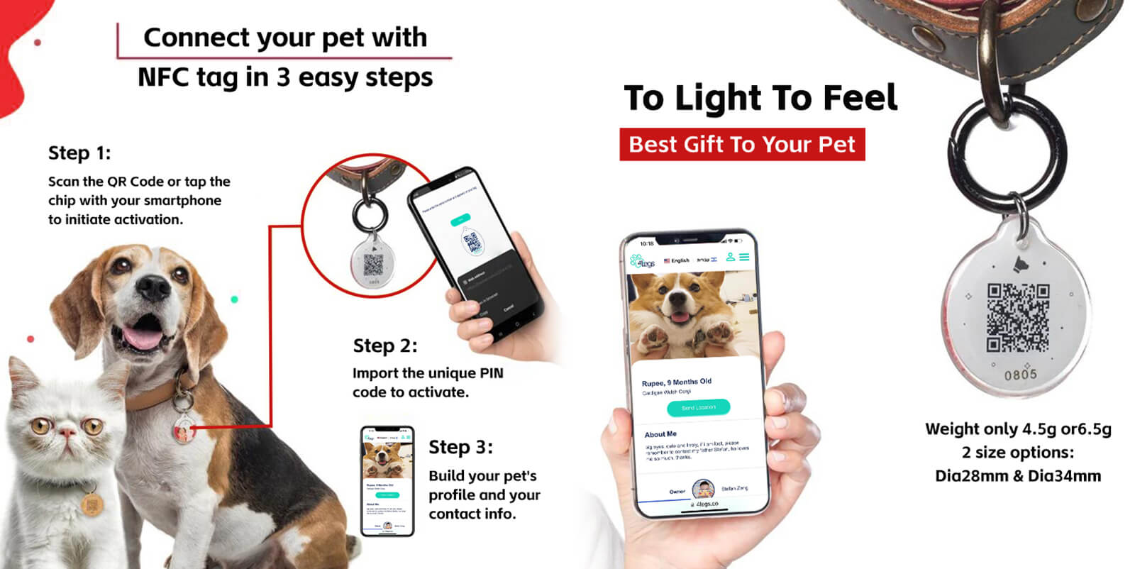 QR Code PET ID Tag