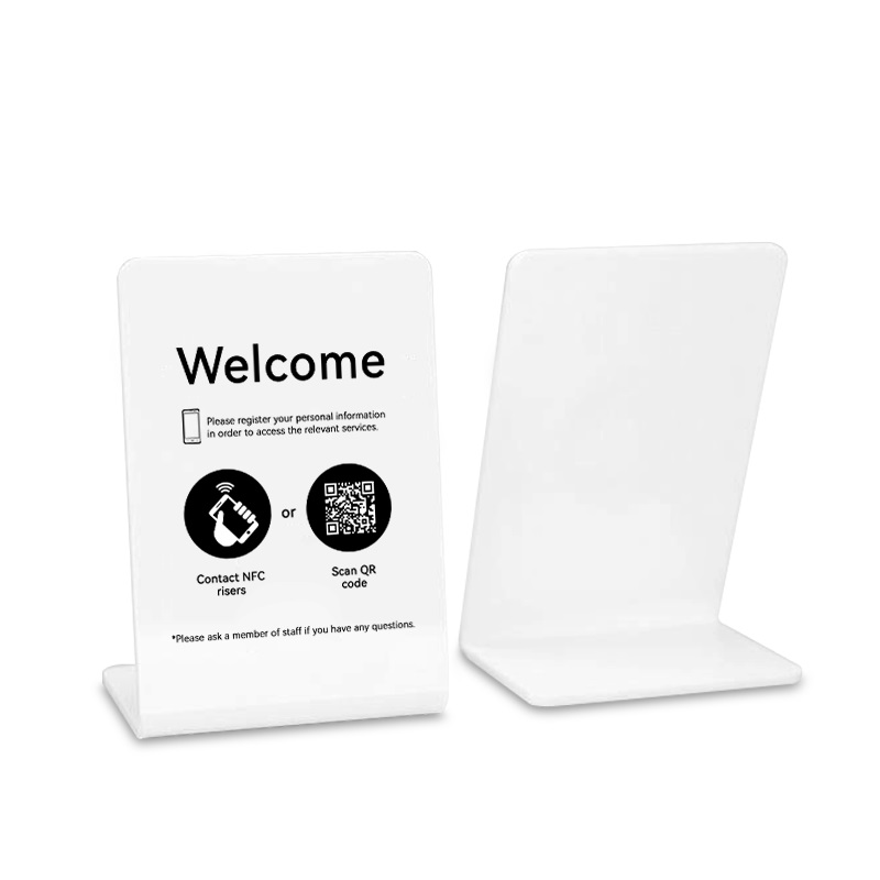 Custom 13.56MHz Waterproof Acrylic Plastic QR Code NFC Menu Stand