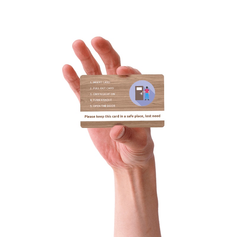 Printable 13.56MHz RFID MIFARE Wooden Key Card For Access Control