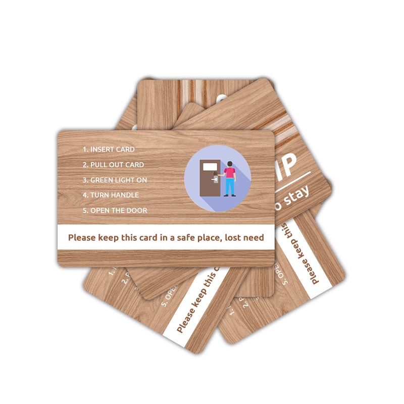 Printable 13.56MHz RFID MIFARE Wooden Key Card For Access Control